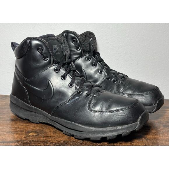 Nike ACG Manoa Men’s Black Hiking Leather Boots Size 10 454350-003 Lace Up - Picture 1 of 12